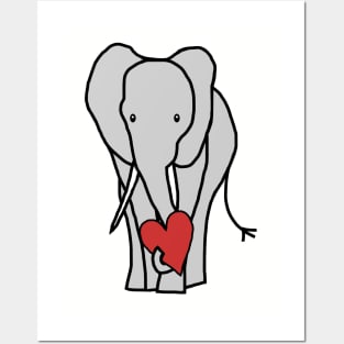 Big Elephant with Love Heart on Valentines Day Graphic Posters and Art